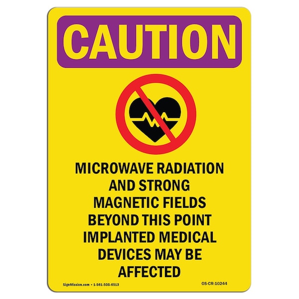 OSHA RADIATION, Microwave Radiation W/ Symbol, 18in X 12in Rigid Plastic, OS-CR-P-1218-V-10244